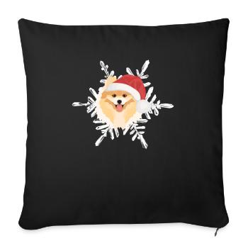 Zwergspitz Frohe Weihnachten - Sofakissenbezug 45 x 45 cm - Schwarz - Vorne