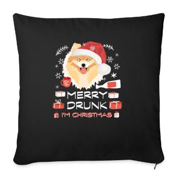 Zwergspitz Weihnachtsmarkt - Sofakissenbezug 45 x 45 cm - Schwarz - Vorne