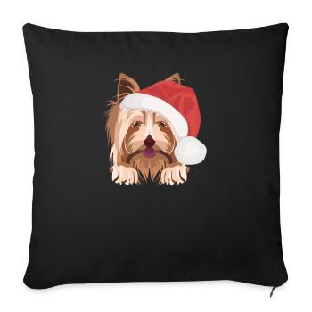 Yorkshire Terrier Joyeux Noël - Housse de coussin décorative 45 x 45 cm - noir - Devant