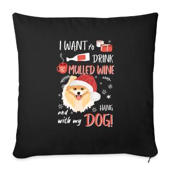 Spitz vin chaud Noël - Housse de coussin décorative 45 x 45 cm - noir - Devant