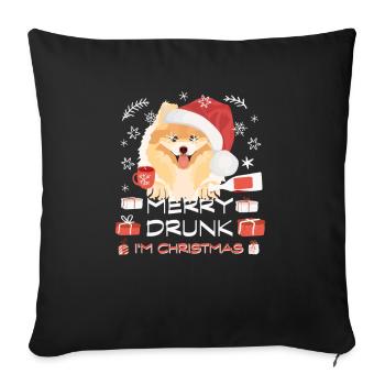 Zwergspitz Weihnachtsmarkt - Sofakissenbezug 45 x 45 cm - Schwarz - Vorne