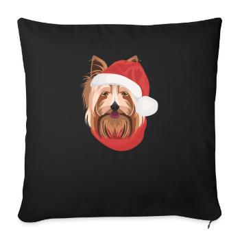 Yorkshire Terrier Joyeux Noël - Housse de coussin décorative 45 x 45 cm - noir - Devant
