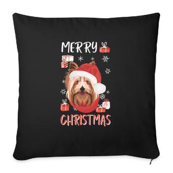 Yorkshire Terrier Joyeux Noël - Housse de coussin décorative 45 x 45 cm - noir - Devant