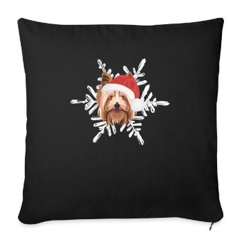 Yorkshire Terrier Joyeux Noël - Housse de coussin décorative 45 x 45 cm - noir - Devant