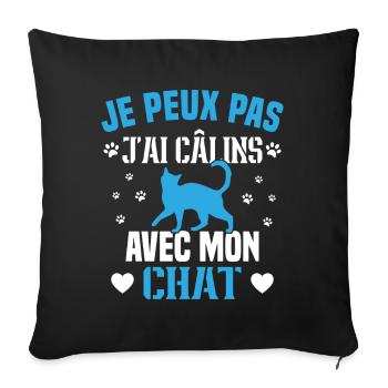 je peux pas j'ai câlins avec mon chat Cadeau - Housse de coussin décorative 45 x 45 cm - noir - Devant