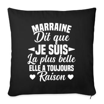 marraine dit que je suis la plus belle cadeau - Housse de coussin décorative 45 x 45 cm - noir - Devant