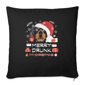 Marché de Noël du teckel à poil dur - Housse de coussin décorative 45 x 45 cm - noir - Devant