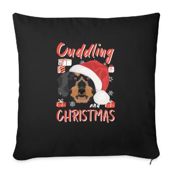 Wire-haired Dachshund Merry Christmas - Sofa pillowcase 17,3'' x 17,3'' (45 x 45 cm) - black - Front