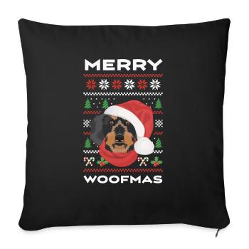 Wire-haired Dachshund Merry Christmas - Sofa pillowcase 17,3'' x 17,3'' (45 x 45 cm) - black - Front