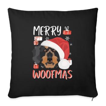 Wire-haired Dachshund Merry Christmas - Sofa pillowcase 17,3'' x 17,3'' (45 x 45 cm) - black - Front
