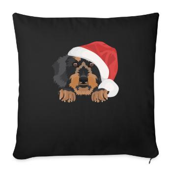 Wire-haired Dachshund Merry Christmas - Sofa pillowcase 17,3'' x 17,3'' (45 x 45 cm) - black - Front