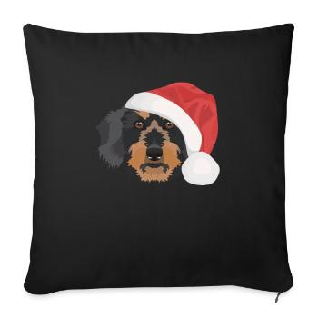 Wire-haired Dachshund Merry Christmas - Sofa pillowcase 17,3'' x 17,3'' (45 x 45 cm) - black - Front