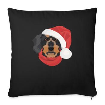 Wire-haired Dachshund Merry Christmas - Sofa pillowcase 17,3'' x 17,3'' (45 x 45 cm) - black - Front
