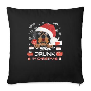 Marché de Noël du teckel à poil dur - Housse de coussin décorative 45 x 45 cm - noir - Devant