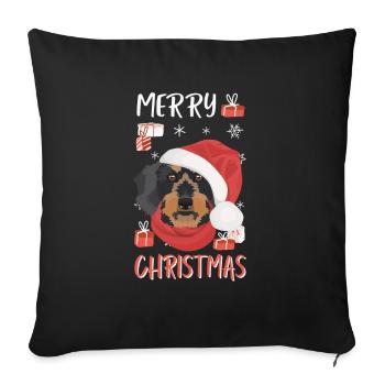 Wire-haired Dachshund Merry Christmas - Sofa pillowcase 17,3'' x 17,3'' (45 x 45 cm) - black - Front