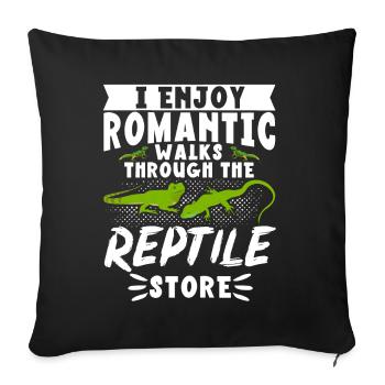 Lizard I enjoys romantic walks through - Sofa pillowcase 17,3'' x 17,3'' (45 x 45 cm) - black - Front