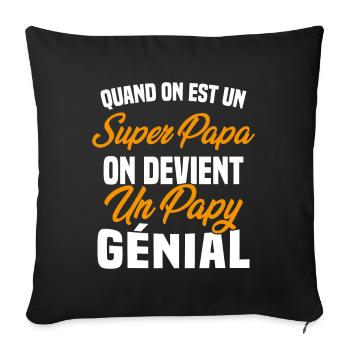 Quand On Est Super Papa On Devient Papy Génial - Housse de coussin décorative 45 x 45 cm - noir - Devant