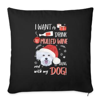 Vin chaud maltais Noël - Housse de coussin décorative 45 x 45 cm - noir - Devant