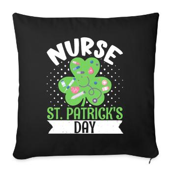 Infirmière St. Patrick’s Day St. Patrick’s Stthoscope Klee - Housse de coussin décorative 45 x 45 cm - noir - Devant