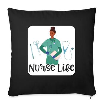 Nurse Life Nursing Leopard Bandana - Sofa pillowcase 17,3'' x 17,3'' (45 x 45 cm) - black - Front