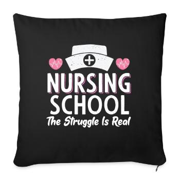 Étudiante infirmière école Das Ringe - Housse de coussin décorative 45 x 45 cm - noir - Devant