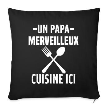Un papa merveilleux cuisine ici - Housse de coussin décorative 45 x 45 cm - noir - Devant
