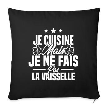 Je cuisine mais je ne fais pas la vaisselle humour - Housse de coussin décorative 45 x 45 cm - noir - Devant