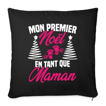 Mon Premier Noël en Tant que Maman - Housse de coussin décorative 45 x 45 cm - noir - Devant
