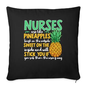 Krankenschwestern sind wie Ananas Krankenschwester - Sofakissenbezug 45 x 45 cm - Schwarz - Vorne