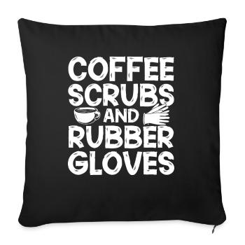 Manteau de café et gants en caoutchouc Infirmière K - Housse de coussin décorative 45 x 45 cm - noir - Devant