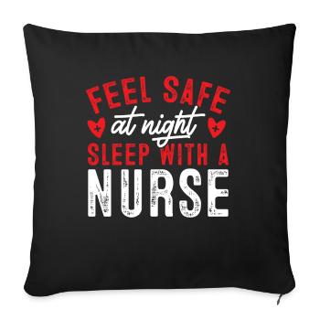 Sleeping safely with a nurse at night - Sofa pillowcase 17,3'' x 17,3'' (45 x 45 cm) - black - Front