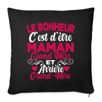 Cadeau Fête des Mère pour Arrière Grand-Mère - Housse de coussin décorative 45 x 45 cm - noir - Devant