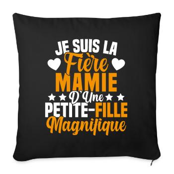 Je suis la Fière Mamie d'une Petite Fille Cool - Housse de coussin décorative 45 x 45 cm - noir - Devant
