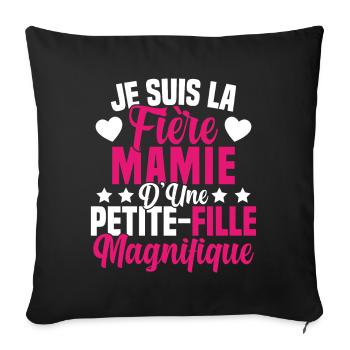 Je suis la Fière Mamie d'une Petite Fille Cool - Housse de coussin décorative 45 x 45 cm - noir - Devant