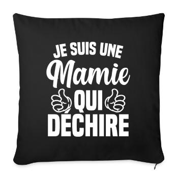 Mamie Grand-mère Mamie Qui Déchire Fête Des Mères - Housse de coussin décorative 45 x 45 cm - noir - Devant