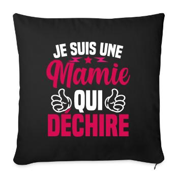 Mamie Grand-mère Mamie Qui Déchire Fête Des Mères - Housse de coussin décorative 45 x 45 cm - noir - Devant