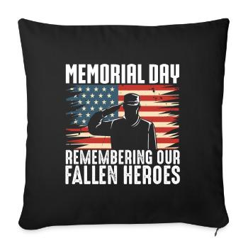 Commémoration du Memorial Day de nos héros tombés au combat - Housse de coussin décorative 45 x 45 cm - noir - Devant