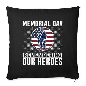 Memorial Day Commemorating Our Heroes USA America - Sofa pillowcase 17,3'' x 17,3'' (45 x 45 cm) - black - Front
