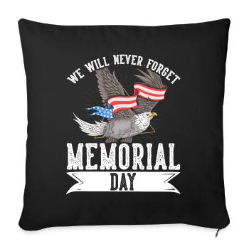 Le Memorial Day que nous n’oublierons jamais les vétérans militaires - Housse de coussin décorative 45 x 45 cm - noir - Devant