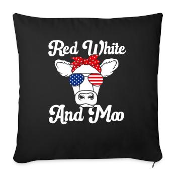 Rot Weiß und Moo Memorial Day Vierter Juli Kuh USA - Sofakissenbezug 45 x 45 cm - Schwarz - Vorne