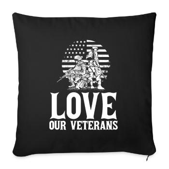 Aimez nos anciens combattants Jour commémoratif Vete de la Journée des anciens combattants - Housse de coussin décorative 45 x 45 cm - noir - Devant