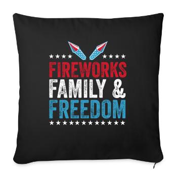 Gedenktag Feuerwerk zum 4. Juli Familie und Freihe - Sofakissenbezug 45 x 45 cm - Schwarz - Vorne
