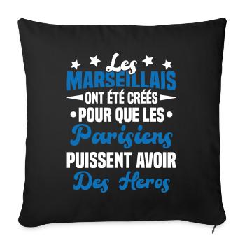 Les marseillais ont été créés pour les parisiens - Housse de coussin décorative 45 x 45 cm - noir - Devant