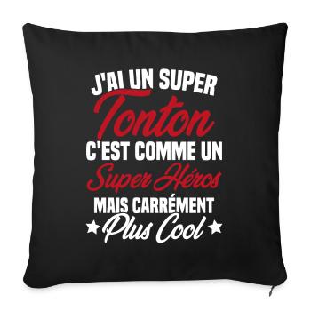 J'ai un super tonton mais carrément plus cool - Housse de coussin décorative 45 x 45 cm - noir - Devant
