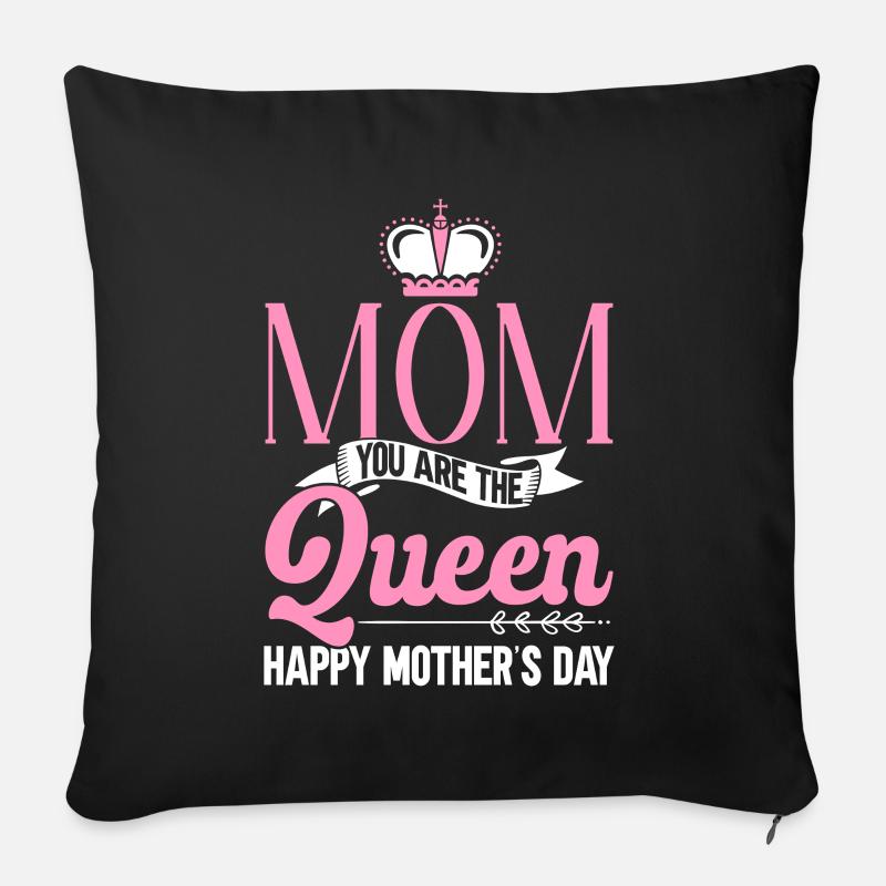 Alles Gute zum Muttertag Mom Queen Mutterkrone - Sofakissenbezug 45 x 45 cm - Schwarz