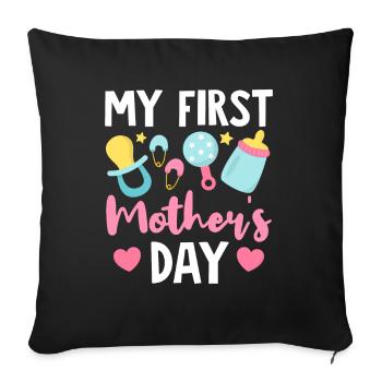 Ma première fête des mères Nouvelle mère Première mère - Housse de coussin décorative 45 x 45 cm - noir - Devant