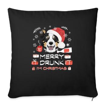 Border Collie Weihnachtsmarkt - Sofakissenbezug 45 x 45 cm - Schwarz - Vorne