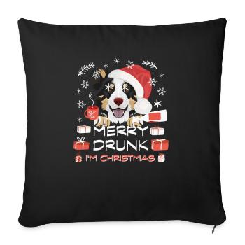 Border Collie Weihnachtsmarkt - Sofakissenbezug 45 x 45 cm - Schwarz - Vorne