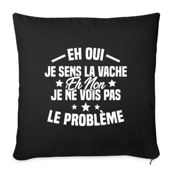 Eh oui je sens la vache - Housse de coussin décorative 45 x 45 cm - noir - Devant