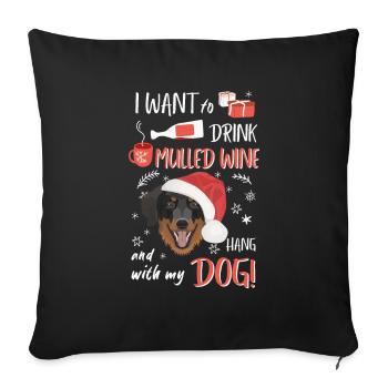Hovawart Vin chaud Noël - Housse de coussin décorative 45 x 45 cm - noir - Devant